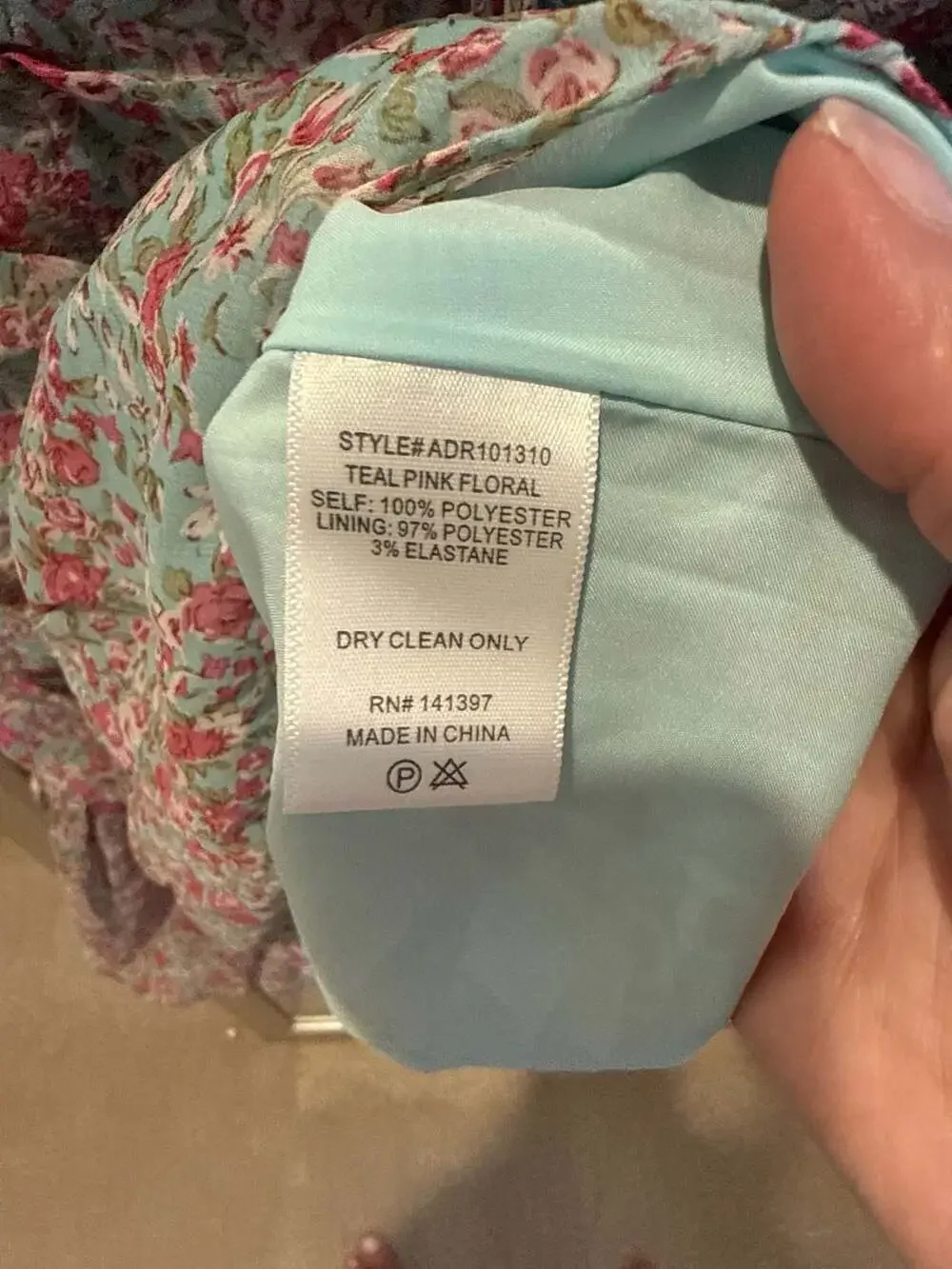 ASTR The Label Teal Pink Floral Ruched Off-Shoulder Mini Dress (44) - Picture 6 of 7